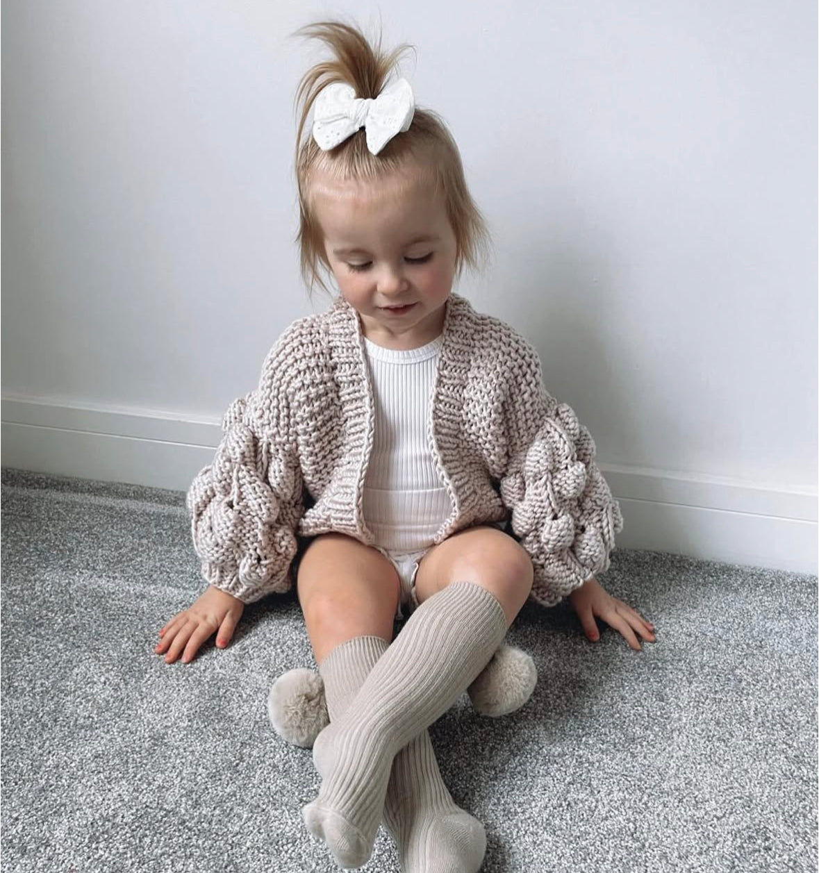 Open Bubble Sleeve Cardigan